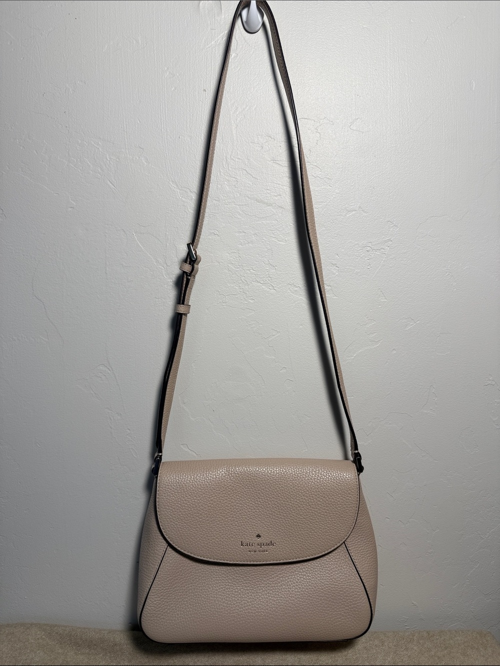 kate spade Pebbled Leather Crossbody Bag in Taupe